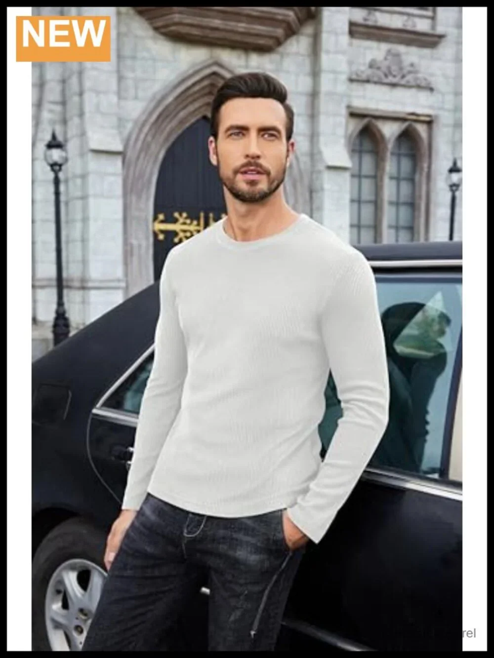 Men's Long Sleeve Thermal Shirt Slim Fit Crewneck Knitted Pullover